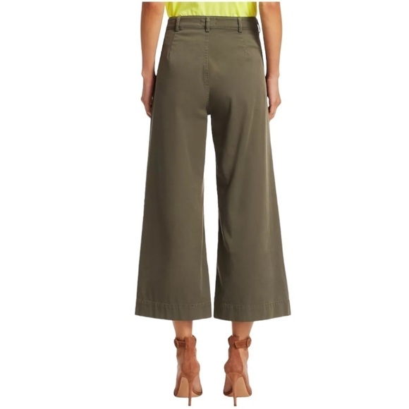 A.L.C. Fallon High rise Wide Leg Stretch Twill Utility Pocket Army Green Crop - Picture 2 of 14